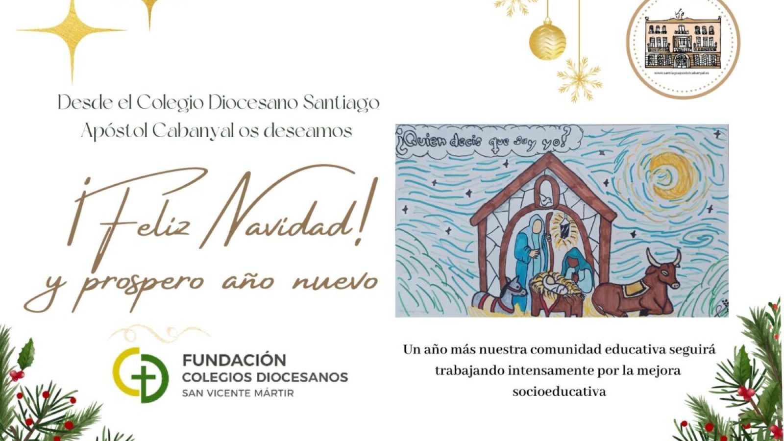 Tarjeta de Navidad con felicitación familiar